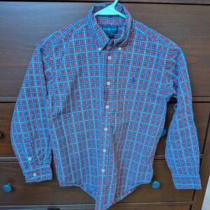 Ralph Lauren Boys Button Down Size 12 14 Red Plaid Holiday